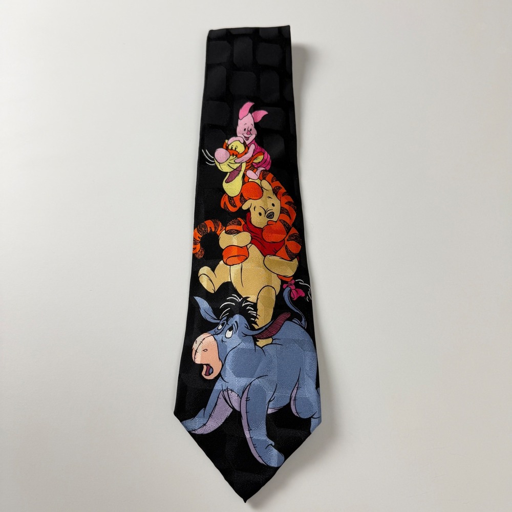 Vintage Disney‎ Winnie the Pooh Eeyore Tigger Piglet Graphic Silk Tie